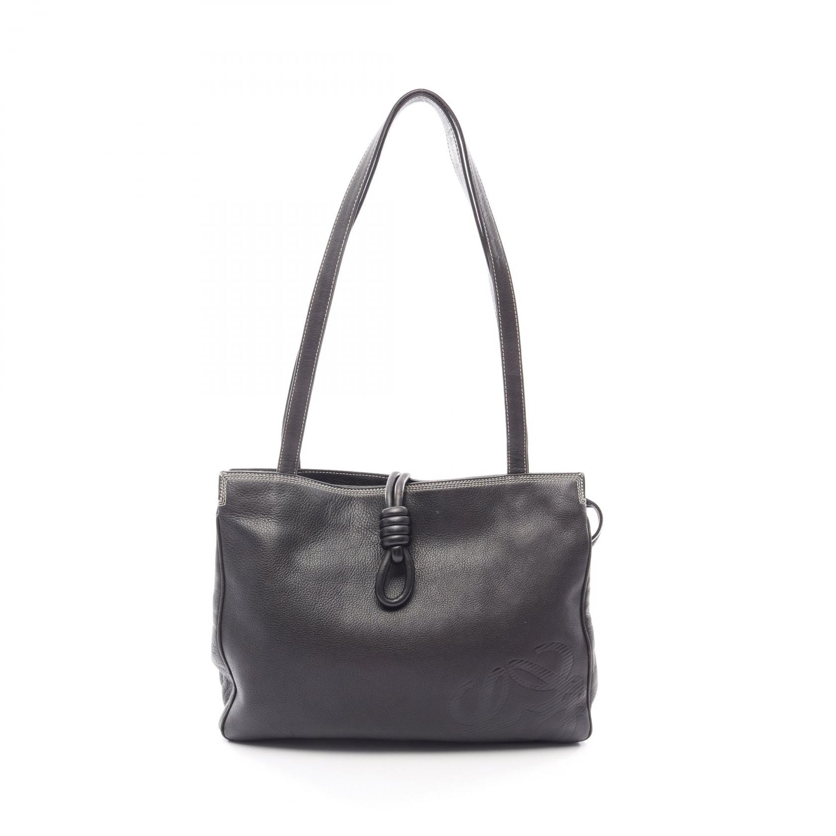 ロエベ LOEWE アナグラム トートバッグ バッグ レザー レディース ブラック系 【中古】