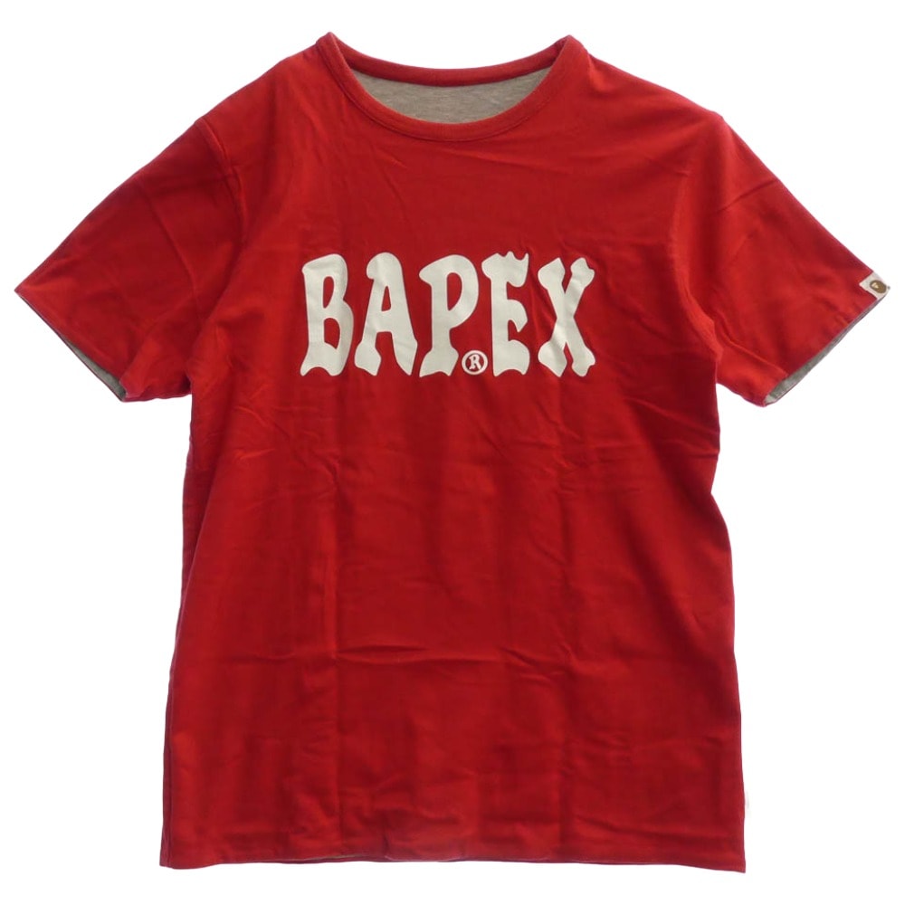 A BATHING APE アベイシングエイプ Tシャツ BAPE EXCLUSIVE エクスクルーシブ ダブルフェイス 半袖 Tシャツ レッド系 M【中古】