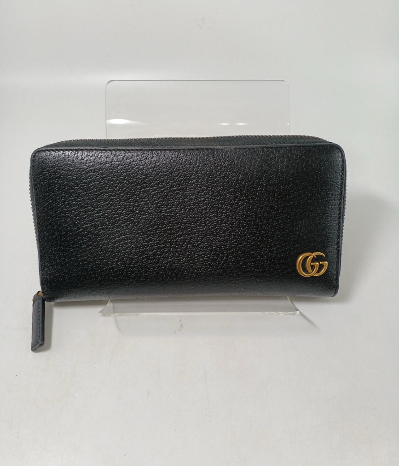 GUCCI GG Marmont Leather Zip Around Wallet "Black/Gold"