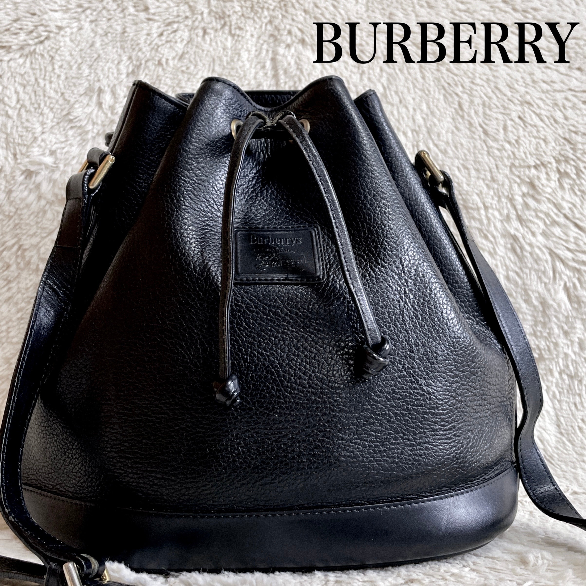 BURBERRY バーバリー 巾着 レザー ホースロゴ ショルダーバッグ