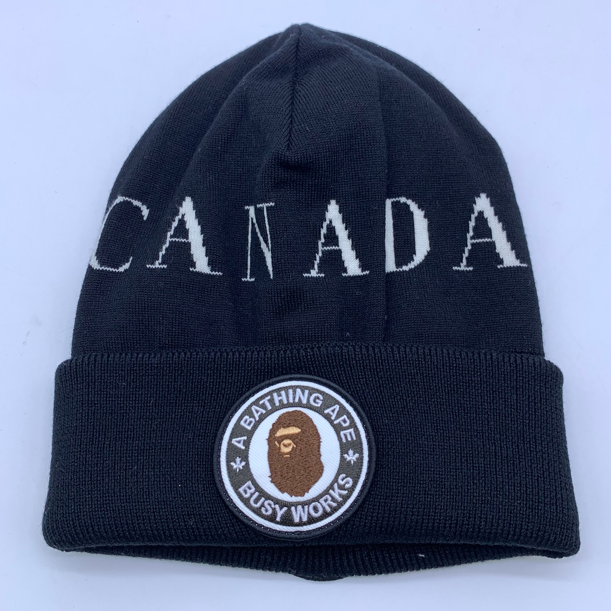 A BATHING APE CANADA GOOSE KNIT CAP FOR BAPE® x CONCEPTS "Black"