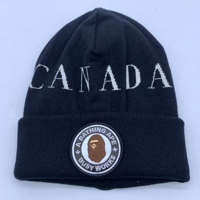 A BATHING APE CANADA GOOSE KNIT CAP FOR BAPE® x CONCEPTS "Black"