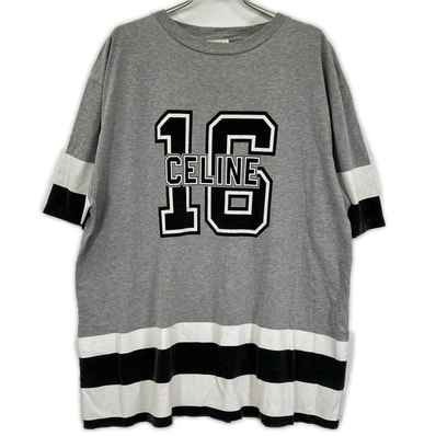 セリーヌ 2X41F671Q グレー コットン プリントTシャツ S