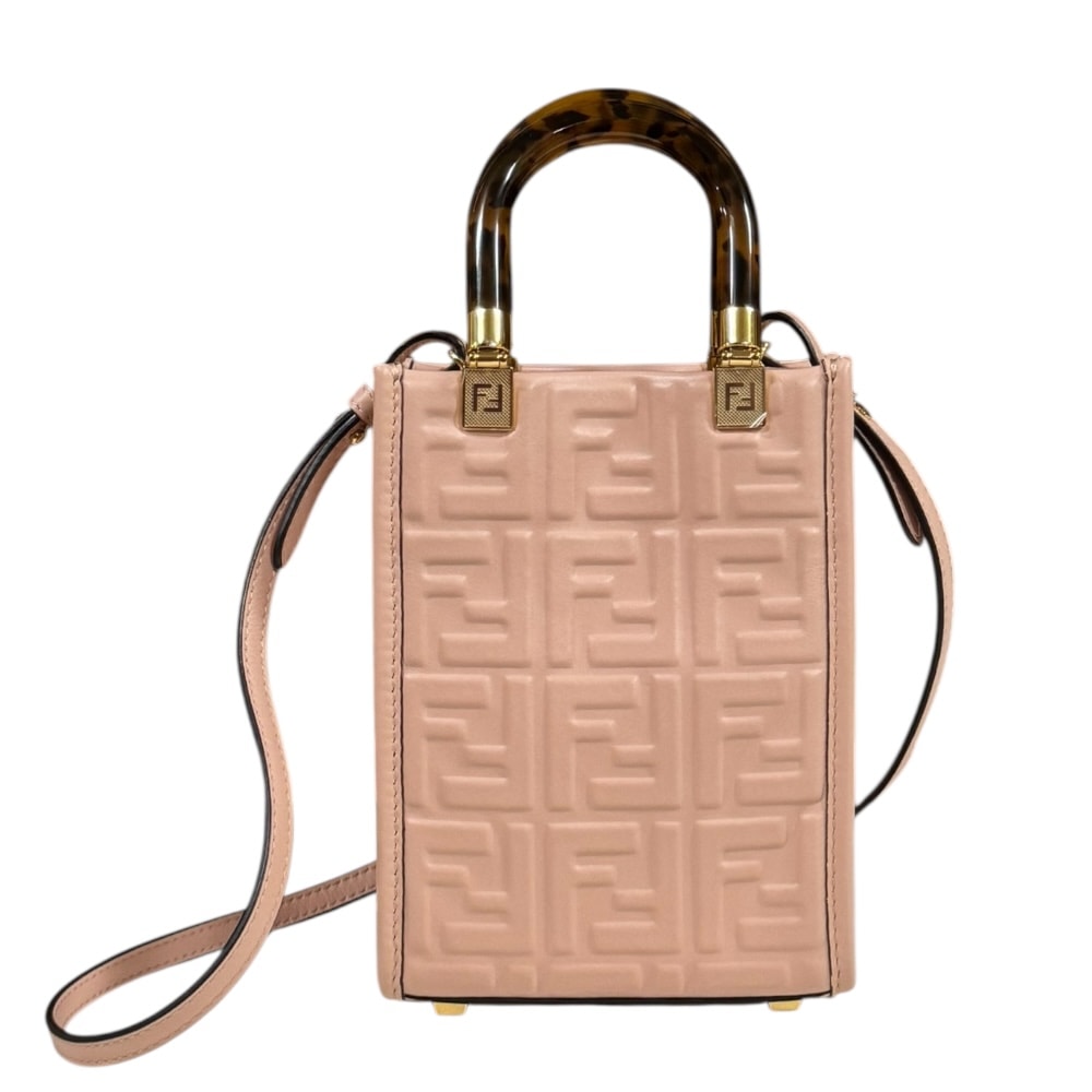フェンディ サンシャインショッパーミニ ショルダーバッグ レザー 8BS051 ピンク レディース FENDI  中古