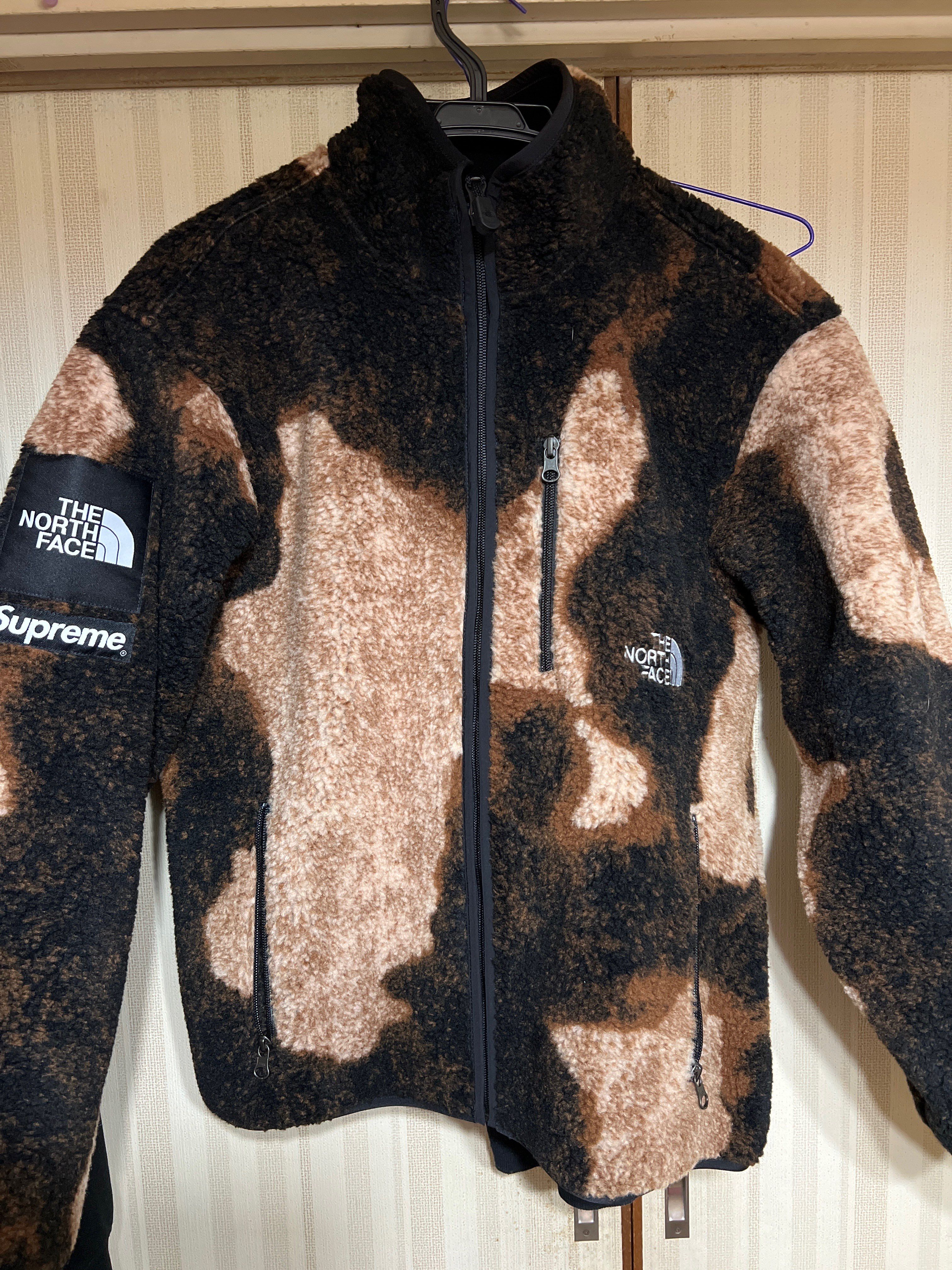 Supreme x The North Face Bleached Denim Print Fleece Jacket "Black"