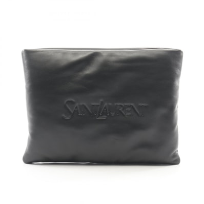 サンローランパリ SAINT LAURENT PARIS パフィー ポーチ セカンドバッグ クラッチバッグ バッグ レザー メンズ レディース ブラック系 779512 【中古】