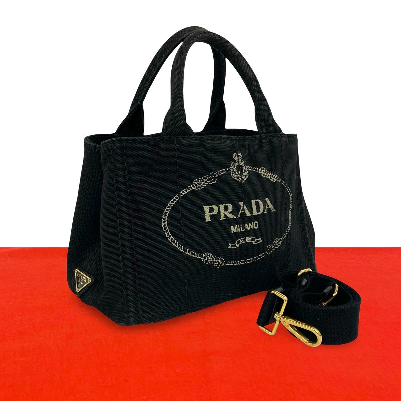 PRADA プラダ カナパ キャンバス ショルダーバッグ ブラック
27719