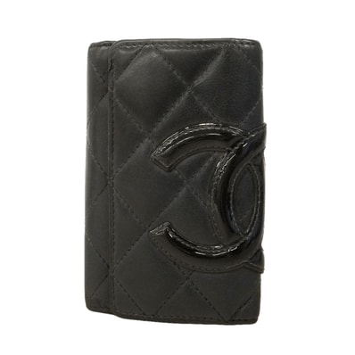 【6kd4632】シャネル キーケース カンボン ラムスキン ブラック シルバー金具【中古】レディース