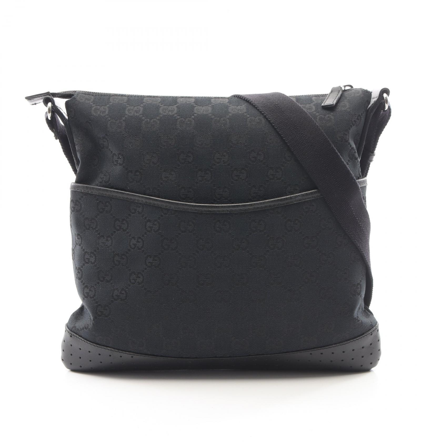 グッチ GUCCI GGキャンバス ショルダーバッグ バッグ キャンバス レザー レディース ブラック系 145857 【中古】