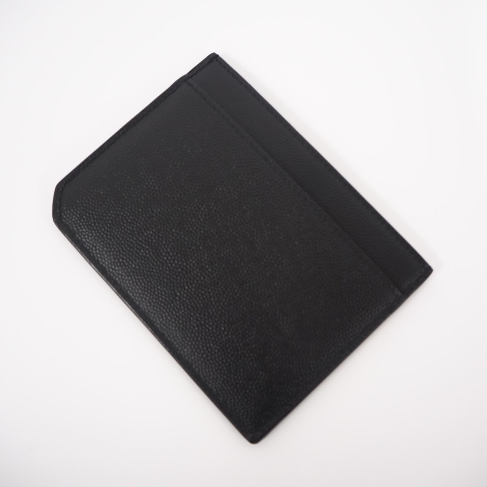極美品 SAINT LAURENT サンローラン サンローランパリロゴ カードケース 607914 カードケース ブラック カーフレザー メンズ
