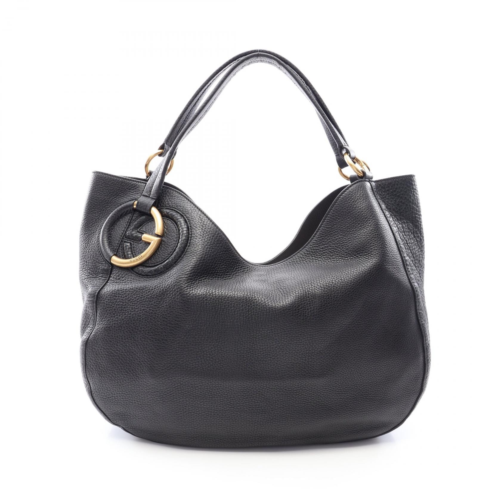 グッチ GUCCI インターロッキングG ショルダーバッグ バッグ レザー レディース ブラック系 309531 【中古】