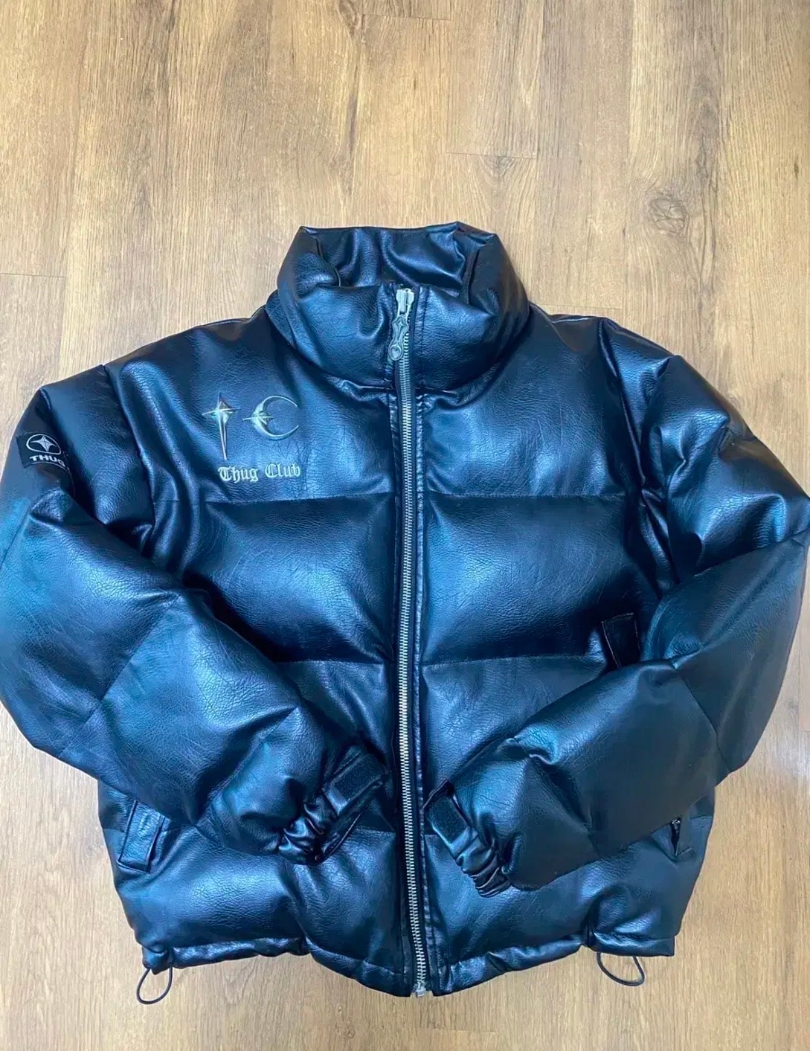 THUG CLUB TC Leather Puffer Jacket "BLACK"