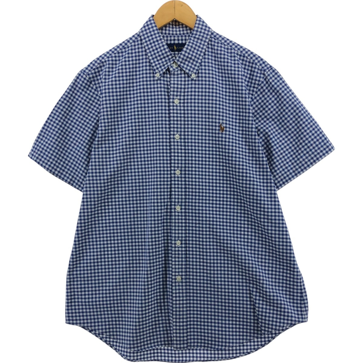 古着 ラルフローレン Ralph Lauren BLAKE ギンガムチェック 半袖 ボタンダウン チェックシャツ メンズL相当/eaa564014