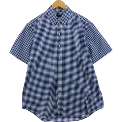 古着 ラルフローレン Ralph Lauren BLAKE ギンガムチェック 半袖 ボタンダウン チェックシャツ メンズL相当/eaa564014