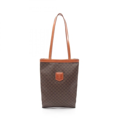 セリーヌ CELINE マカダム ショルダーバッグ バッグ PVCコーティングキャンバス レザー レディース ブラウン系 【中古】