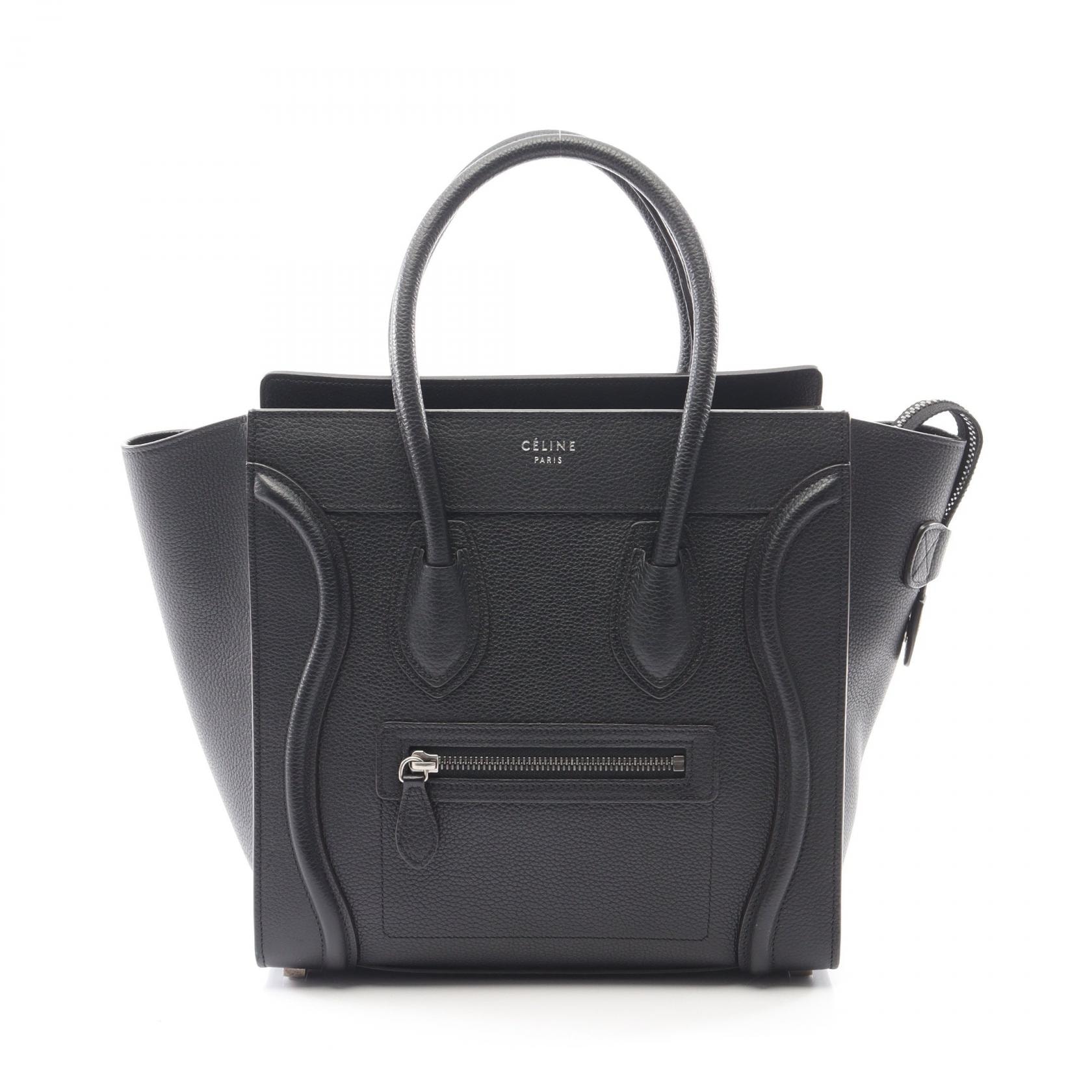 セリーヌ CELINE ラゲージ マイクロショッパー トートバッグ バッグ レザー レディース ブラック系 【中古】
