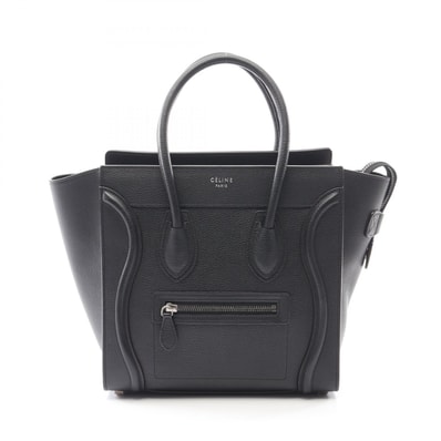 セリーヌ CELINE ラゲージ マイクロショッパー トートバッグ バッグ レザー レディース ブラック系 【中古】