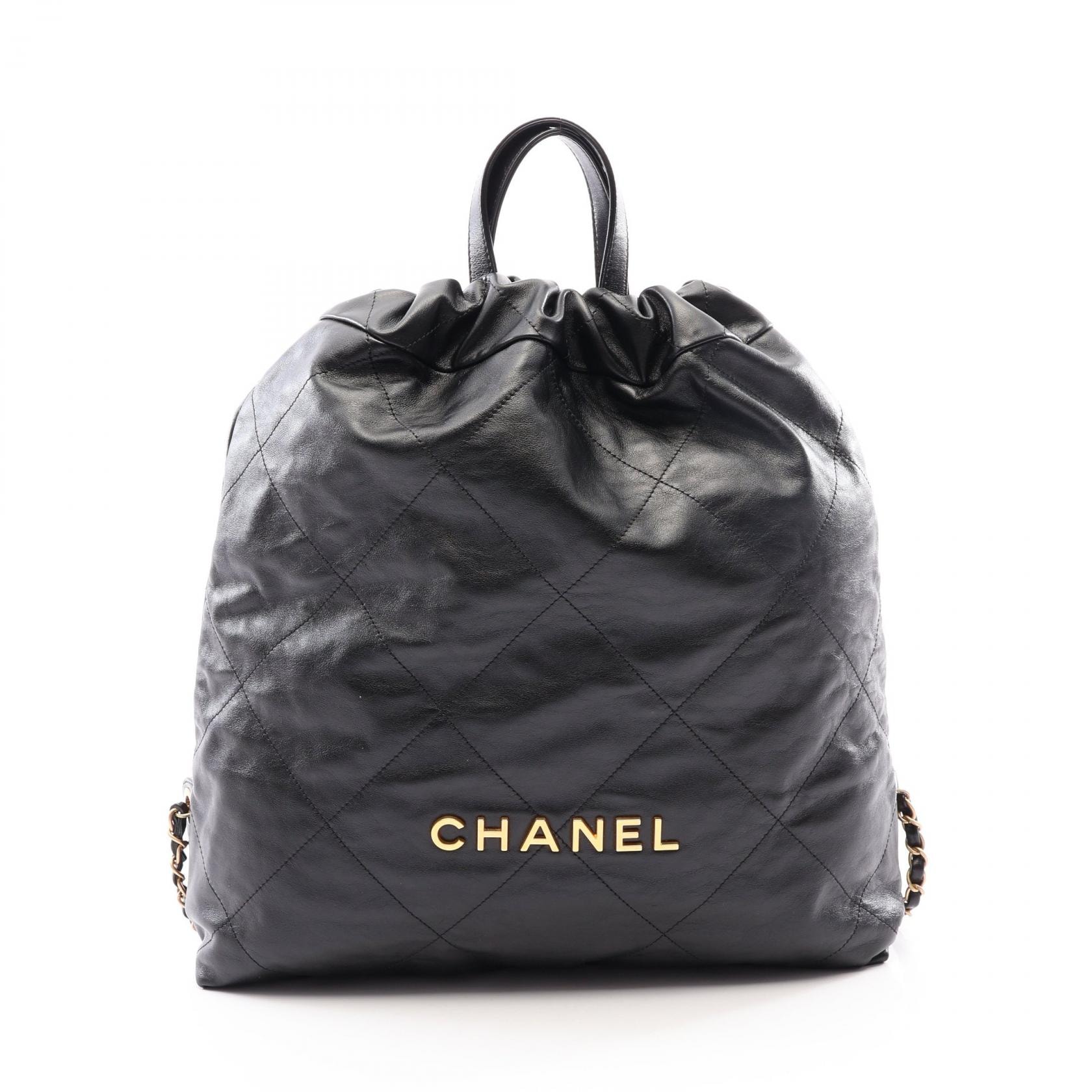 シャネル CHANEL シャネル 22 ラージ リュックサック バックパック バッグ レザー レディース ブラック系 AS3313 【中古】