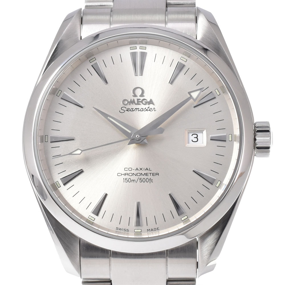 オメガ OMEGA 2502.30 シーマスター デイト シルバー 自動巻き メンズ 美品 保証書付き 腕時計 M#151216