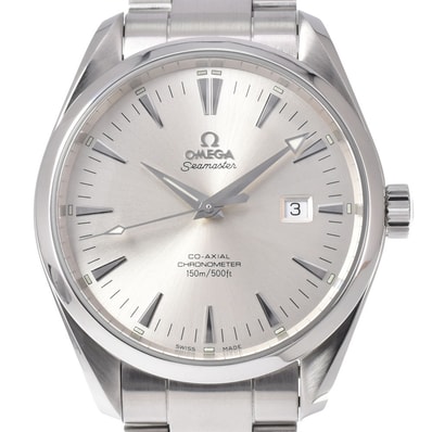オメガ OMEGA 2502.30 シーマスター デイト シルバー 自動巻き メンズ 美品 保証書付き 腕時計 M#151216