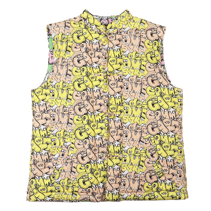 【美品】 コムデギャルソンシャツ 2021AW チャイナ パテッド 総柄 ジャケット ベスト メンズ マルチカラー XL COMME des GARCONS SHIRT