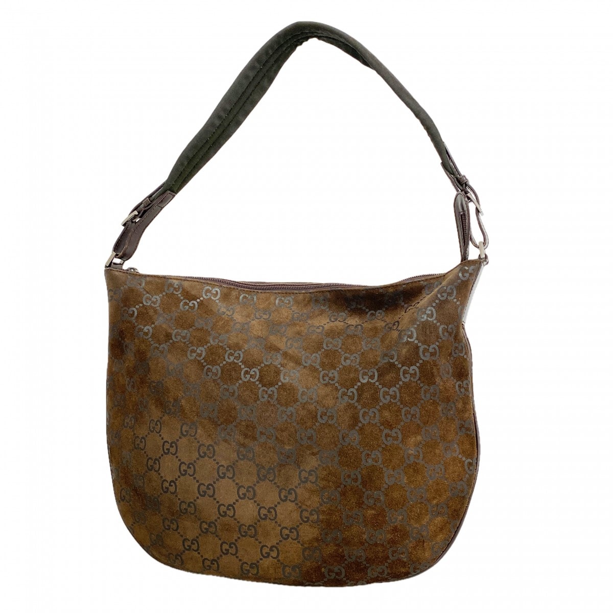 【6gd4645-k】グッチ ショルダーバッグ 001 1206 スウェード ブラウン シルバー金具【中古】レディース