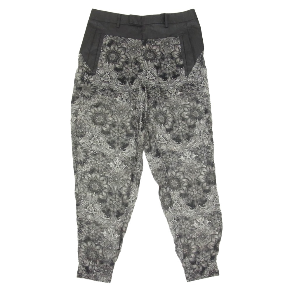 HELMUT LANG ヘルムートラング エスニック花柄 裏地シルク シアー ジョガーパンツ ブラック系 2【中古】