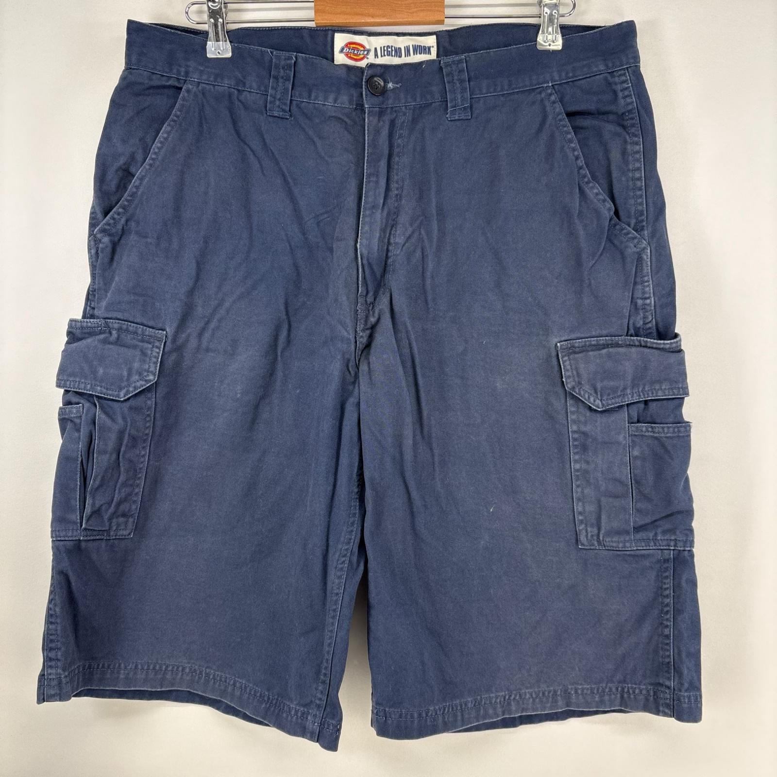 古着 ディッキーズ Dickies ショートパンツ チノパン ハーフパンツ カーゴパンツ ワンポイントロゴ w38 L13  ネイビー メンズ