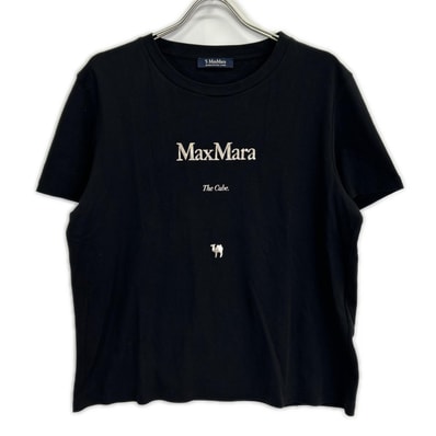 エスマックスマーラ 2519971011 25SS ブラック THE Cube ロゴ プリントTシャツ XL