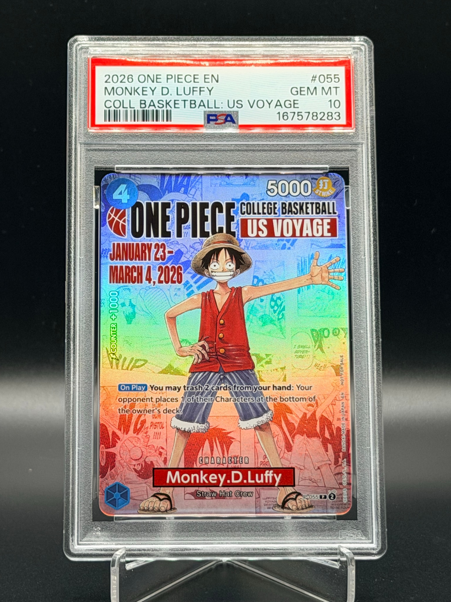 バスケ ルフィ ONE PIECE モンキー D ルフィ P-055 PSA10 PSA10】モンキー・D・ルフィ：P (開封済) [P-055]【英語版