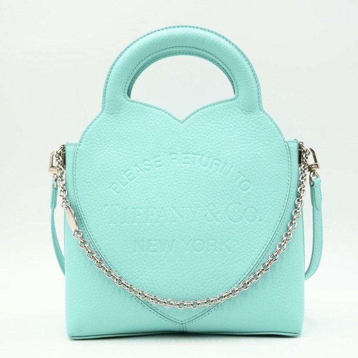 TIFFANY & Co.(ティファニー)リターン トゥ ティファニー ミニ トートバッグ 2WAY ショルダーバッグ ティファニーブルー レザー シルバー金具 レディース【中古】