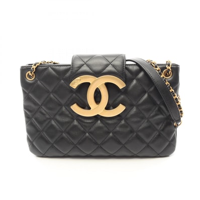 シャネル CHANEL マトラッセ フラップ ショルダーバッグ バッグ ラムスキン(羊革) レディース ブラック系 【中古】