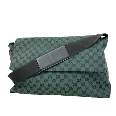 【6id5071】グッチ ショルダーバッグ GGキャンバス 272350 キャンバス グリーン ゴールド金具【中古】レディース
