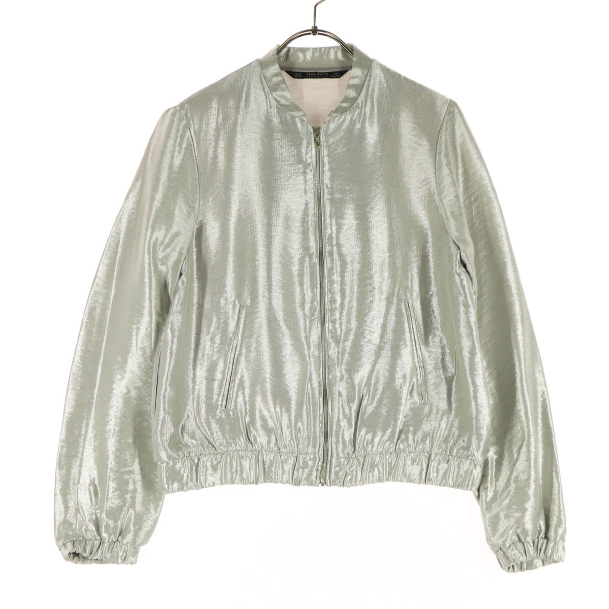 ZARA BASIC ザラベーシック 長袖 ジップジャケット XS シルバー