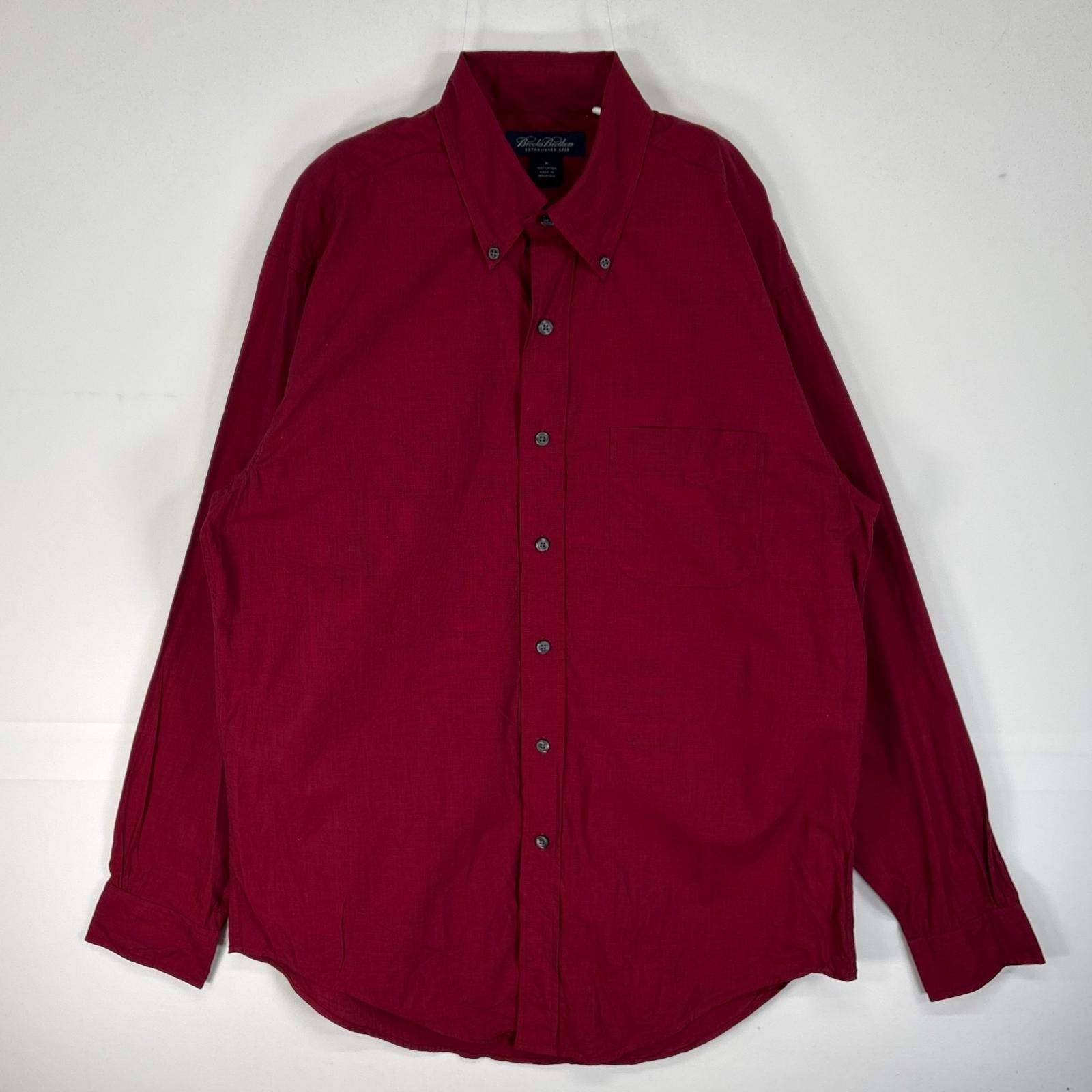 古着 ブルックスブラザーズ Brooks Brothers 長袖シャツ 胸ポケ ボタンダウン M  レッド系 無地 メンズ