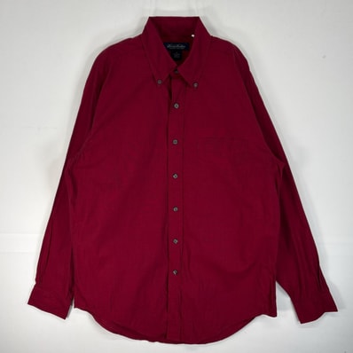 古着 ブルックスブラザーズ Brooks Brothers 長袖シャツ 胸ポケ ボタンダウン M レッド系 無地 メンズ