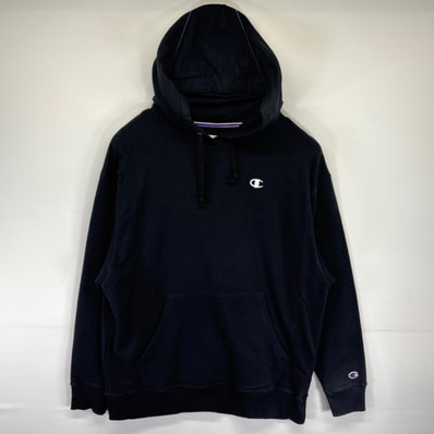 古着 チャンピオン Champion パーカー プルオーバー フーディ スウェット 大きいサイズ ワンポイントロゴ 14041 ブラック メンズ