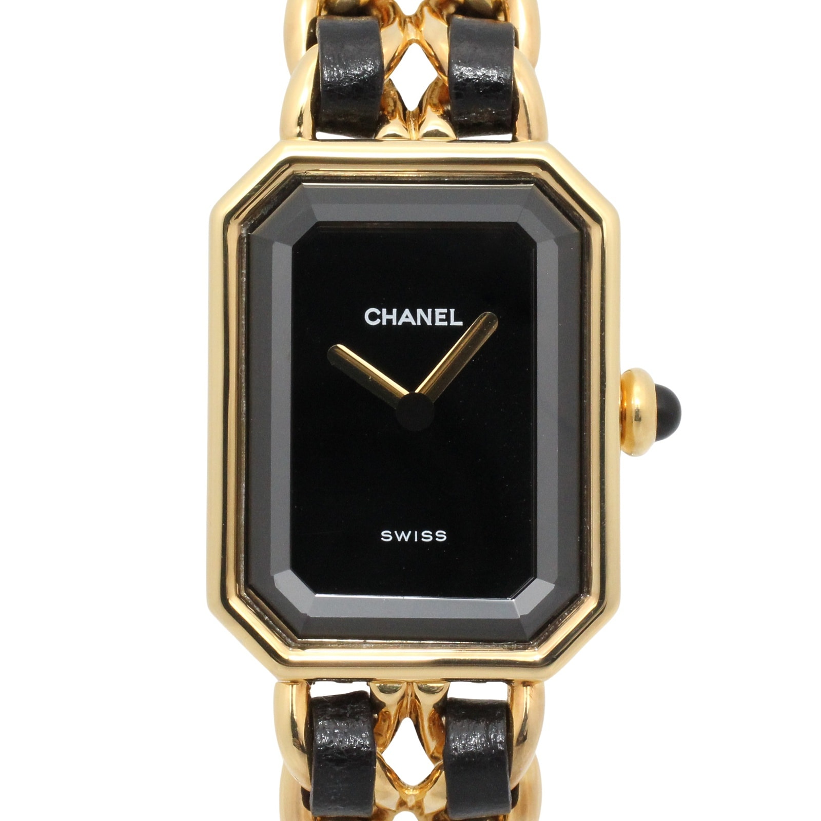 シャネル CHANEL プルミエール S 腕時計 時計 GP(ゴールドメッキ) レザー レディース ブラック系 H0001 【中古】
