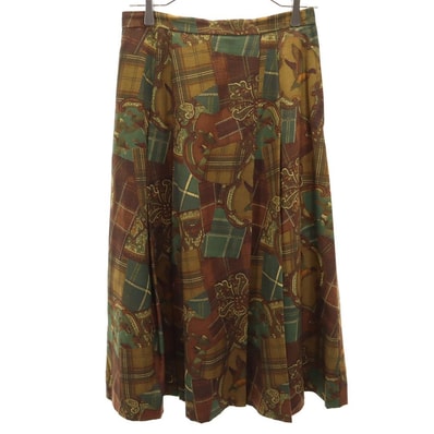 Burberrys バーバリーズ 90s オールド 総柄 ミディスカート 11AR ブラウン系