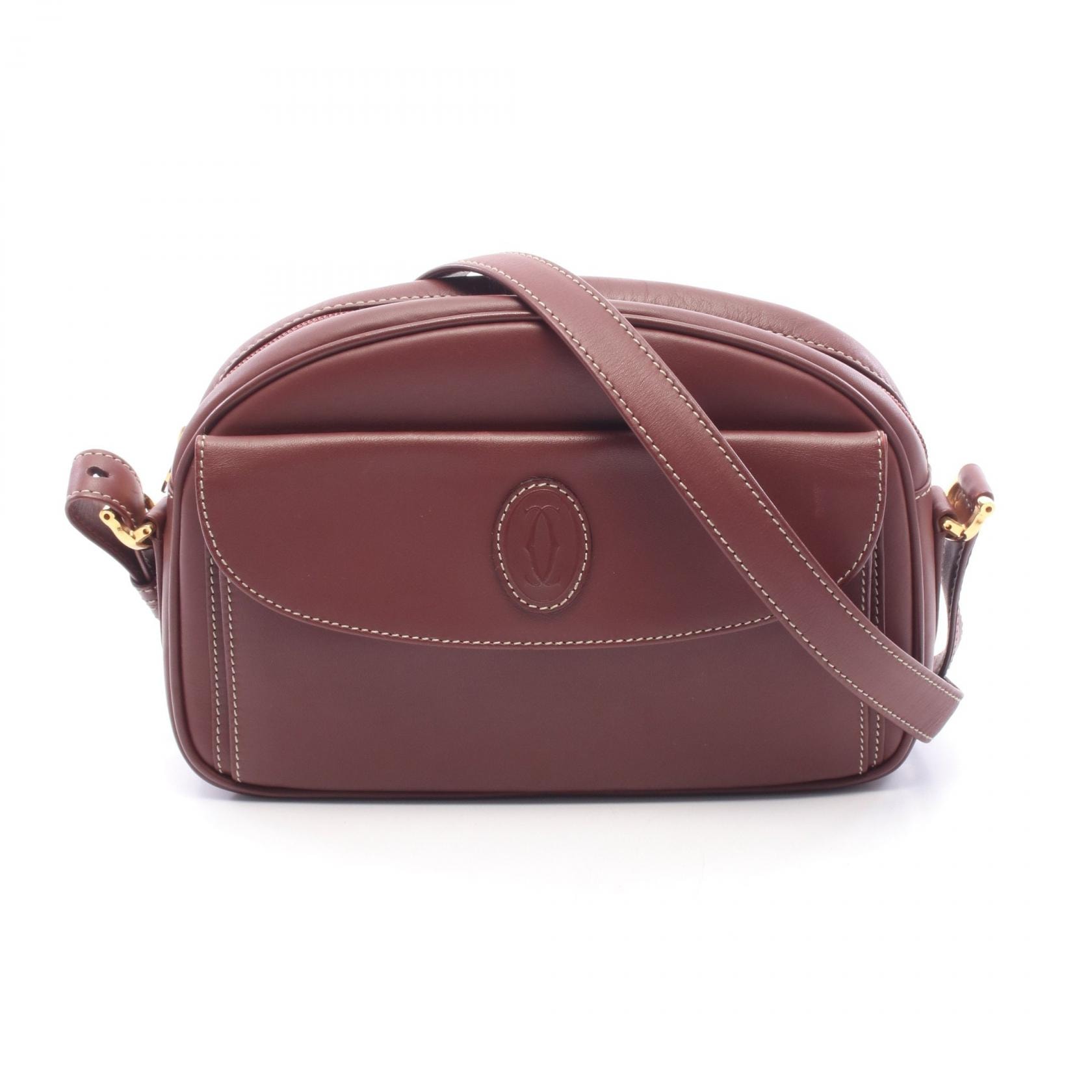 カルティエ CARTIER マストライン ショルダーバッグ バッグ レザー レディース ボルドー系 【中古】