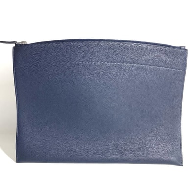 エルメス HERMES ポシェット バザール GM ポシェットバザール GM セカンドバッグ カバン ポーチ クラッチバッグ トゴ X刻 ブルーニュイ 美品