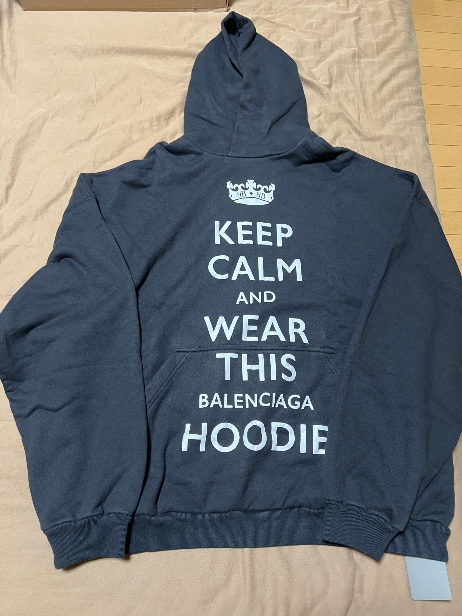 BALENCIAGA Keep Calm Printed Large Fit Hoodie "Black"