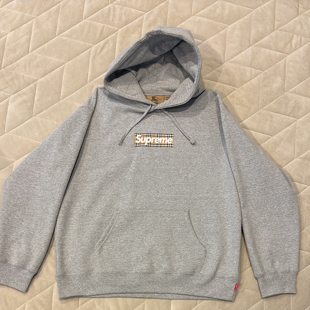 Supreme / Burberry Box Logo Hooded Sweatshirt "Heather Grey"
