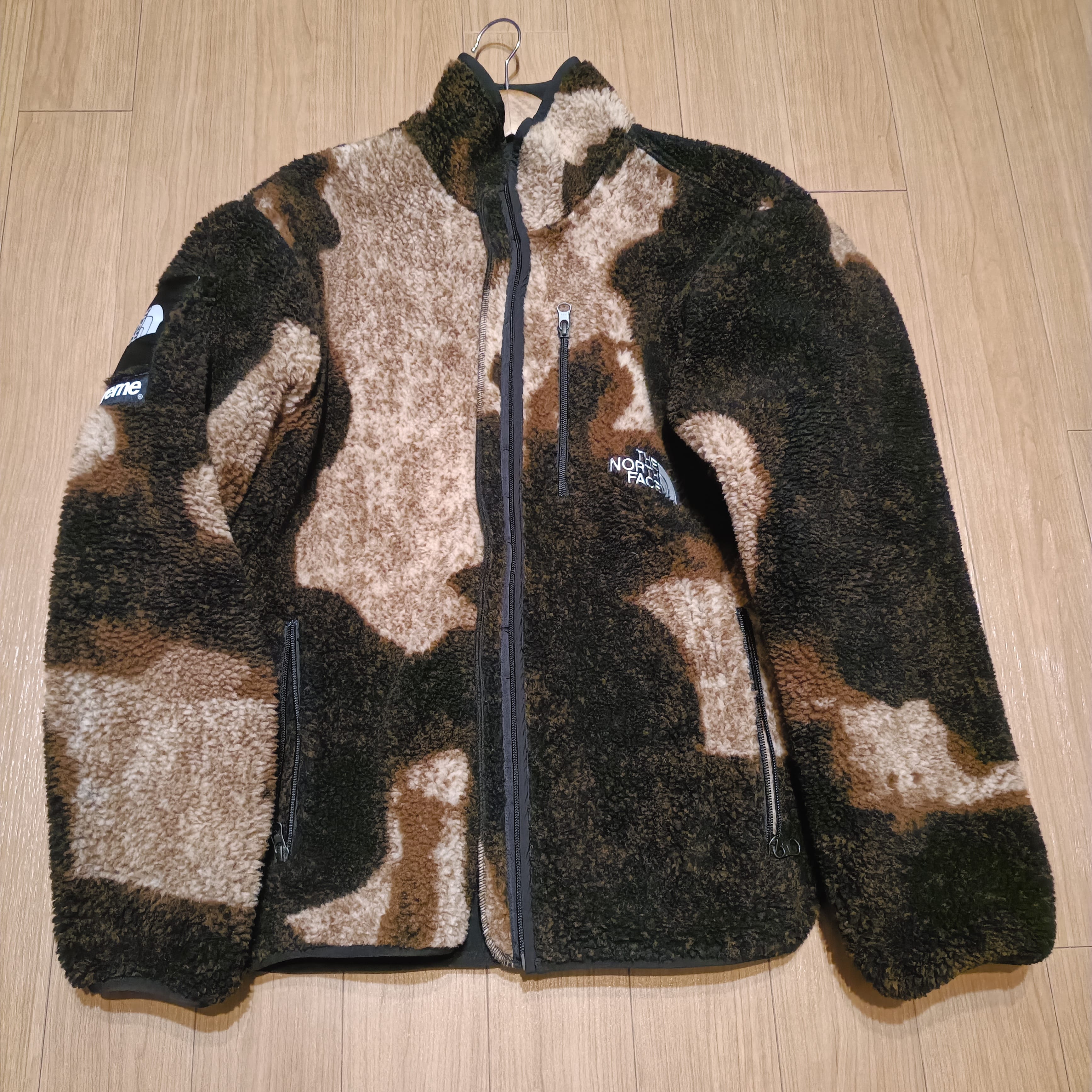 Supreme x The North Face Bleached Denim Print Fleece Jacket "Black"