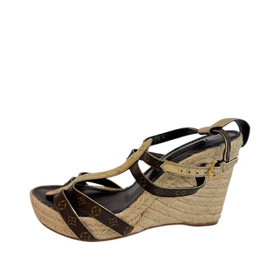 ルイヴィトン LOUIS VUITTON サンダル モノグラム ウェッジソール ミュール ブラウン