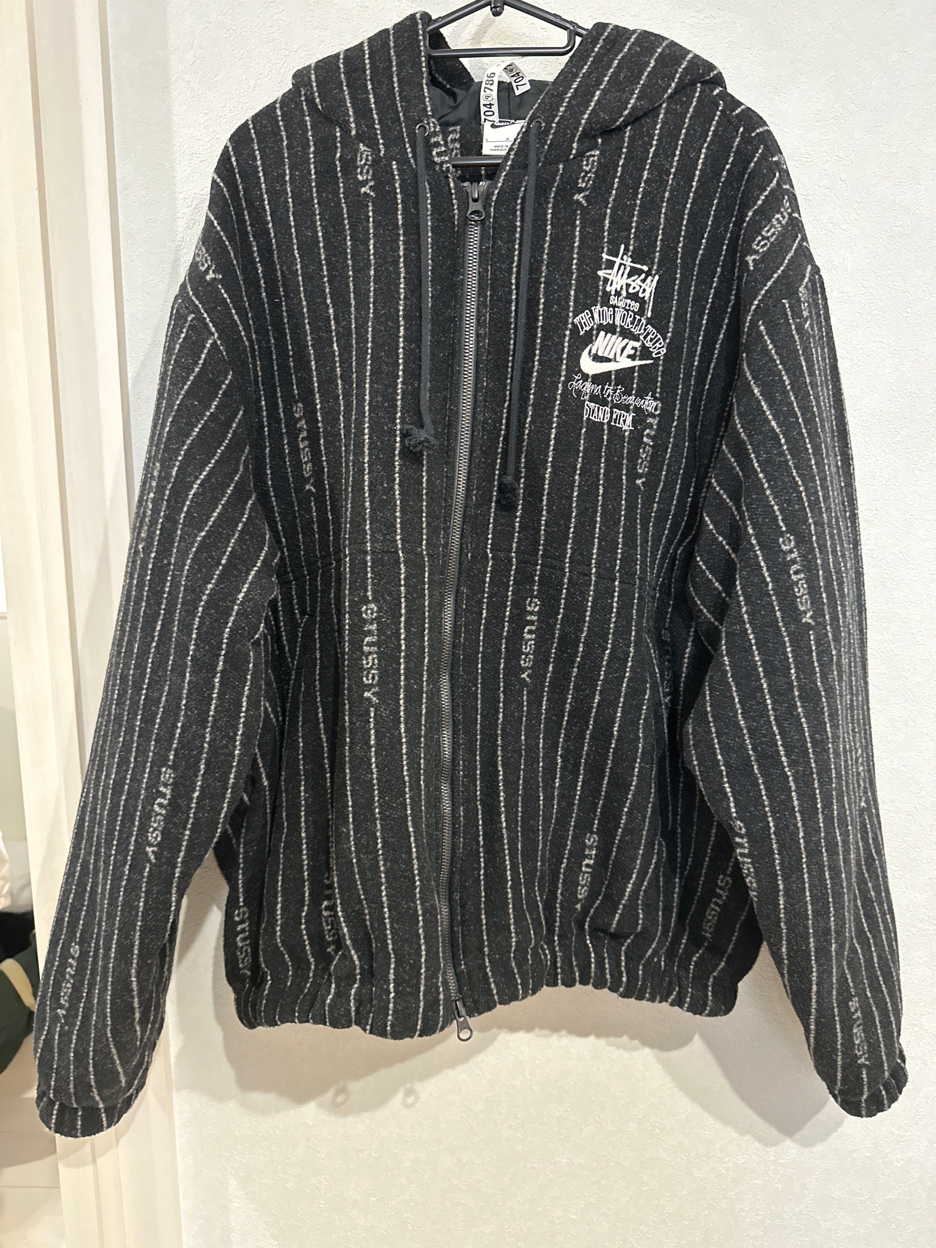 Stussy x Nike Striped Wool Jacket "Black"
