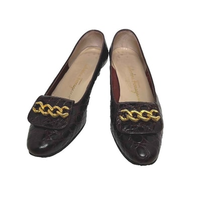 サルヴァトーレフェラガモ Salvatore Ferragamo 5 1/2 C ローヒール パンプス