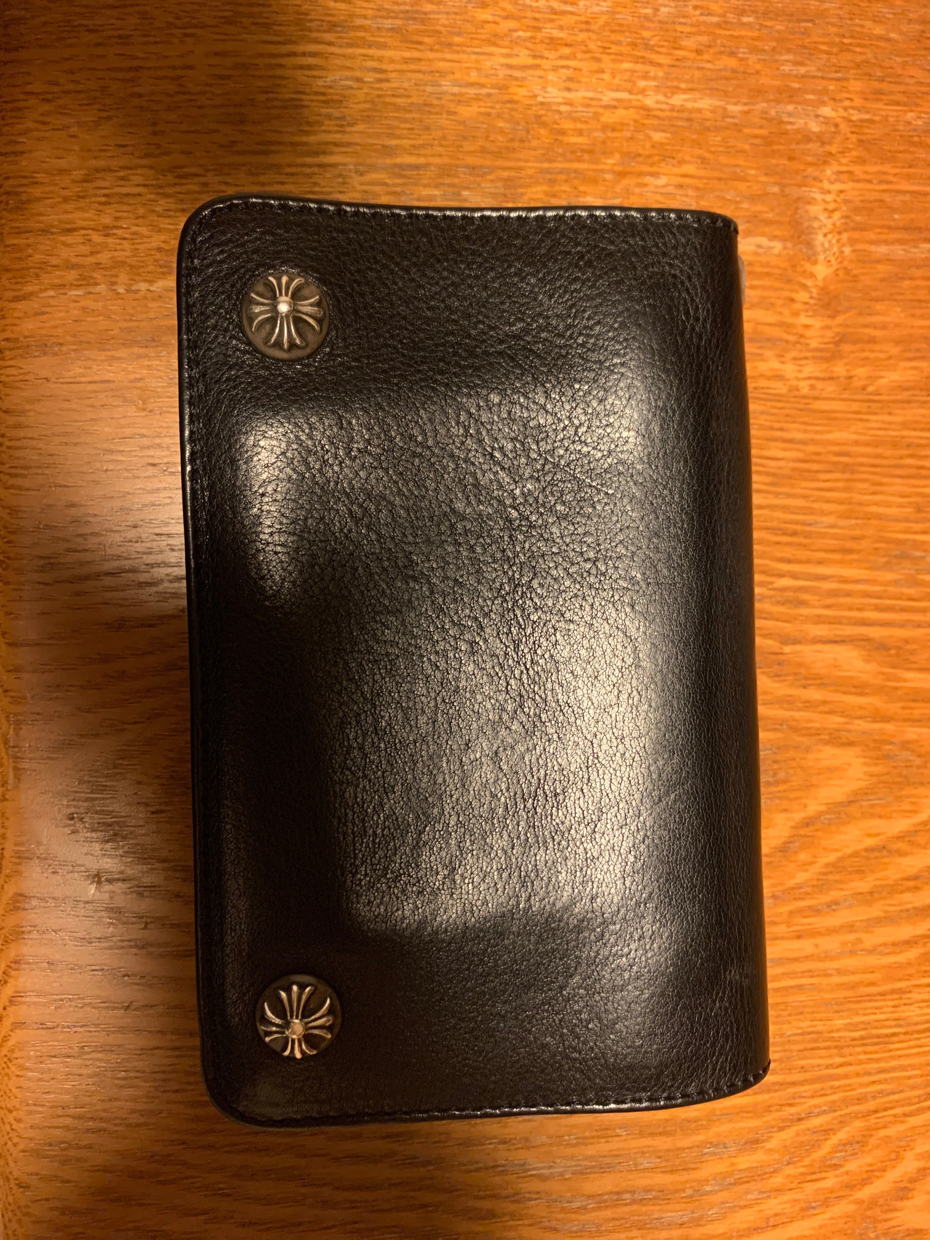 Chrome Hearts 2 Zipper Leather Wallet (with Strap) "Black"