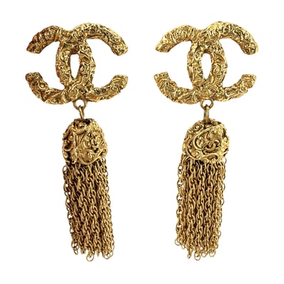 CHANEL シャネル イヤリング ココマーク フリンジ アクセサリー GP 03A レディース 約33.7g 2003年【中古品】