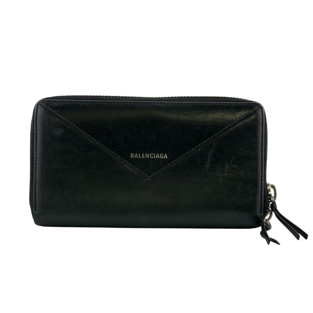 バレンシアガ BALENCIAGA 長財布 ペーパー ペーパー コンチネンタル ラウンドジップウォレット ラウンドファスナー ロングウォレット 381226 ブラック